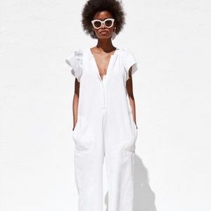 Zara NWT white rustic jumpsuit